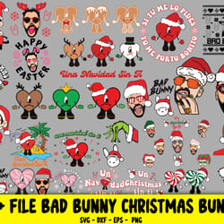 350 file bad bunny christmas bundle svg, digital download