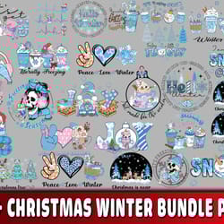55 file christmas winter bundle png, digital download