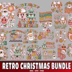 retro christmas bundle 11 svg, digital download
