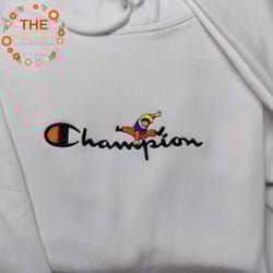 naruto x champion embroidered sweatshirt, anime embroidered sweatshirt, anime embroidered crewneck, anime embroidered gi