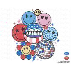 retro fourth of july smiley lip disco ball png, american png, hippie smiley face png, 4th of july png, vintage smiley su