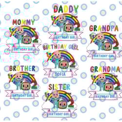 personalized cocomelon birthday png, customized cocomelon birthday png, custom personalize birthday family matching