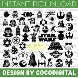 star wars svg, star wars bundle svg, star wars characters svg, star wars dxf cut files, star wars clipart, rebel allianc