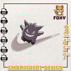 nike gengar anime embroidery design, nike anime embroidery design, best anime embroidery design, instant download