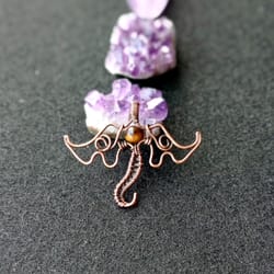 copper pendant 'dragon with a tiger's eye' an original gift.