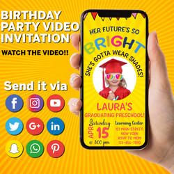 graduation video invitation, future so bright video invite, canva template, digital invite, instant access, editable