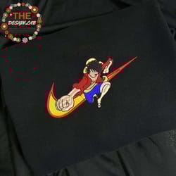 nike x luffy embroidered sweatshirt, one piece anime embroidered sweatshirt, anime embroidered crewneck, embroidered gi