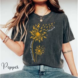 comfort color dandelion sarcoma cancer awareness month shirt, yellow ribbon sarcoma bone cancer warrior support fighter