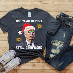 christmas in july biden tshirt, mid year report still confused, summer holiday shirt, mid year report funny santa biden