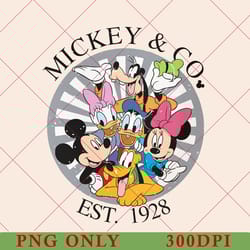 retro mickey & co since 1928 png, vintage disney png, mickey and co download, disneyworld, family mickey and friends png