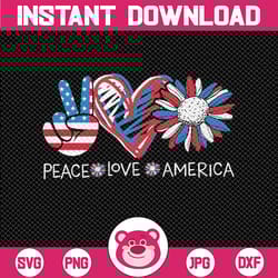 peace love america daisy 4th july patriotic us american flag svg, independence day png, usa flag sunflower png, digital