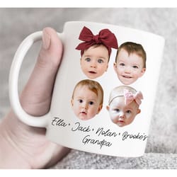 four baby face mug, cute custom mug, funny baby face mug, baby photo mug, custom grandchild mug, gift for daddy, custom