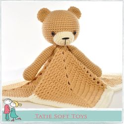crochet  patterns  toys lovey blanket bear security blanket teddy downloadable pdf, english