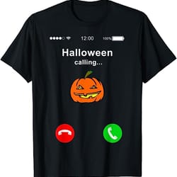 halloween is calling t-shirt mobile phone screen pumpkin t-shirt