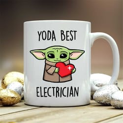 electrician gifts - yoda best electrician mug, best electrician ever, baby yoda mug, funny gift for electrician, world's