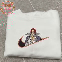 nike x shanks embroidered sweatshirt, one piece anime embroidered sweatshirt, custom anime embroidered crewneck, anime g