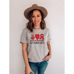 red ribbon week teacher t-shirt, red ribbon week, red ribbon awareness shirt, red ribbon gift, motivational shirt, aware