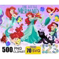 little mermaid svg png clipart bundle, ariel png, princess png, little mermaid svg, little mermaid tumbler