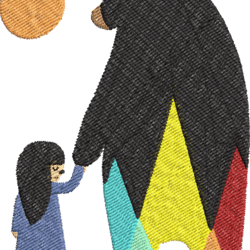 girl with a bear embroidery design