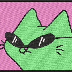 cat with black glasses embroidery design