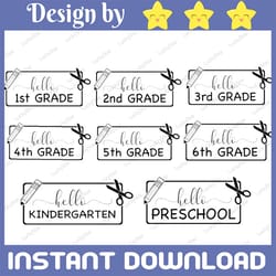 hello grade bundle svg, hello first grade svg, hello kindergarten svg, school bundle svg