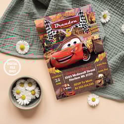 personalized file cars birthday invitation | lightning mcqueen invitation, kids birthday invitation png only