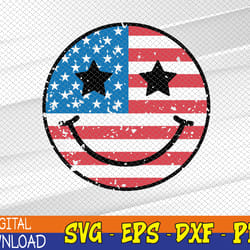 american flag smiley svg, 4th of july svg, retro smiley svg, patriotic svg, american smiley, usa flag svg, eps, png, dxf