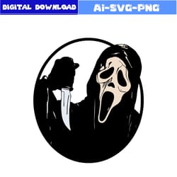 ghostface svg, ghost svg, horror face, horror character svg, halloween svg, png dxf digital file