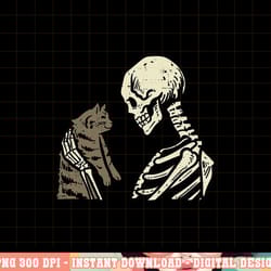 skeleton holding cat funny halloween skull men women kids png, sublimation copy