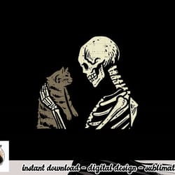 skeleton holding cat funny halloween skull men women kids png, sublimation copy