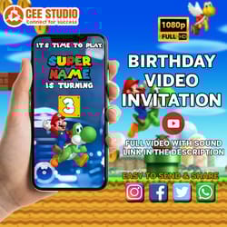 super mario video invitation, super mario birthday invitation video, super mario birthday invitation, super mario movie