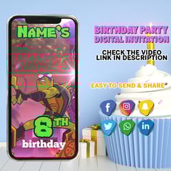 teenage mutant ninja turtles birthday video invitation, tmnt birthday invite, animated birthday video invitation, ninja