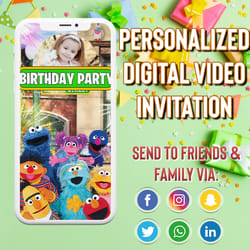 birthday video invitation, party labels, video invitation, invitacion animada