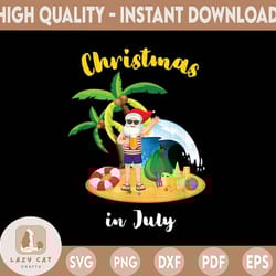 christmas in july png, funny summer png, christmas in july surfing funny santa summer beach vacation png, summer christm
