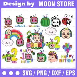 cocomelon personalized name and ages birthday svg, cocomelon brithday bundle png,cocomelon family birthday png