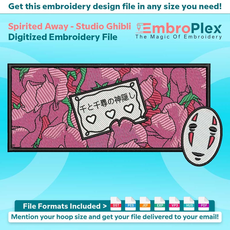 Anime-Inspired Spirited Away Embroidery Design File main image - This anime embroidery designs files featuring Spirited Away from Studio Ghibli. Digital downloa