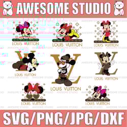 bundle disney louis vuitton svg, png, eps, dxf, pdf, mickey svg, mickey mouse svg, minnie mouse svg, mickey minnie svg