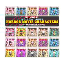 inflated halloween tumbler wrap png bundle, 3d horror cartoon tumbler wrap design bundle, bubble 20 oz tumbler