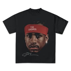 allen iverson t-shirt , rare the answer rap tee vintage style graphic print , collectible kobe lebron shaq basketball hi