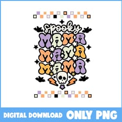cute ghost png, spooky mama ghost png, skull png, ghost png, bat png, retro halloween png, halloween png, cartoon png