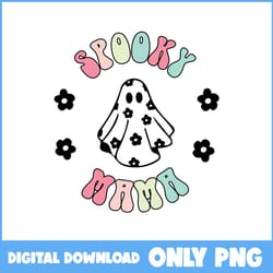 spooky mama ghost png, ghost png, bat png, retro halloween png, halloween png, cartoon png, png file