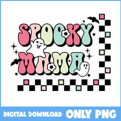 ghost and bat png, cute ghost png, spooky mama ghost png, retro halloween png, halloween png, cartoon png, png file