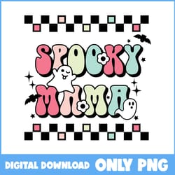 cute ghost png, ghost and bat png, spooky mama ghost png, retro halloween png, halloween png, cartoon png, png file