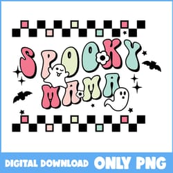 cute ghost png, spooky mama ghost png, ghost and bat png, retro halloween png, halloween png, cartoon png, png file