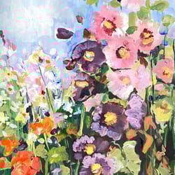 flowers painting malva flowers paint fauvism art impressionism wall decor galainart abstract landscape painting wall dec