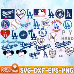 bundle 34 files la dodgers baseball team svg, la dodgers svg, mlb team svg, mlb svg, png, dxf, eps, jpg, instant downloa