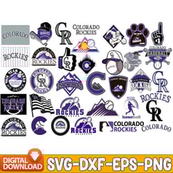 bundle 35 files colorado rockies baseball team svg, colorado rockies svg, mlb team svg, mlb svg, png, dxf, eps, jpg