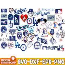 bundle 55 files la dodgers baseball team svg, la dodgers svg, mlb team svg, mlb svg, png, dxf, eps, jpg, instant downlo