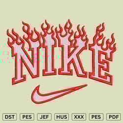 nike fire embroidery designs - nike machine embroidery files - dst, pes, jef