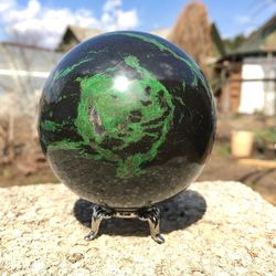 Uvarovite Sphere 82 mm Uvarovite Garnet Stone Sphere Rare Mineral by UralMountansFinds